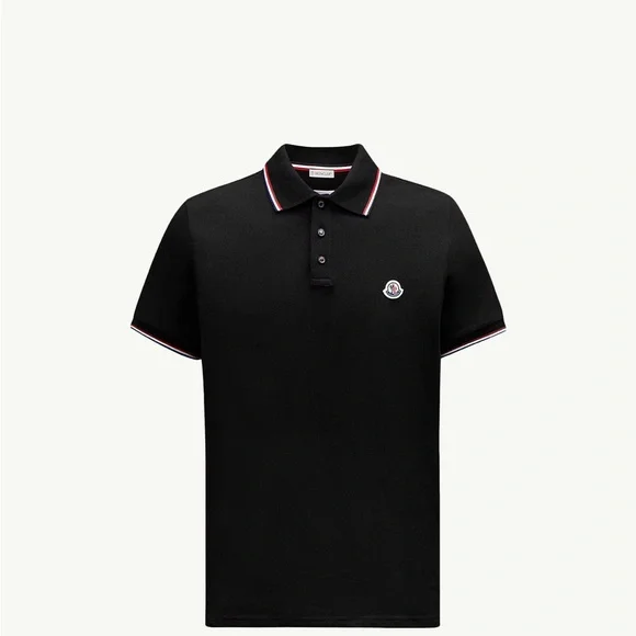 Moncler Men's Polo in Black with Red Accents Size Medium $395 - Picture 2 of 16